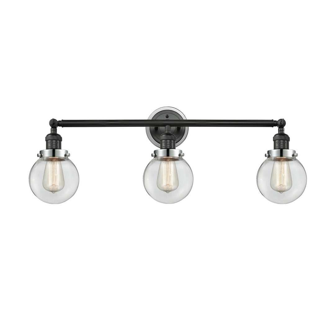Innovations Franklin Restoration 205BK-BPPC-HRPC-G202-6 Bath Vanity Light 30 in. wide - Matte Black