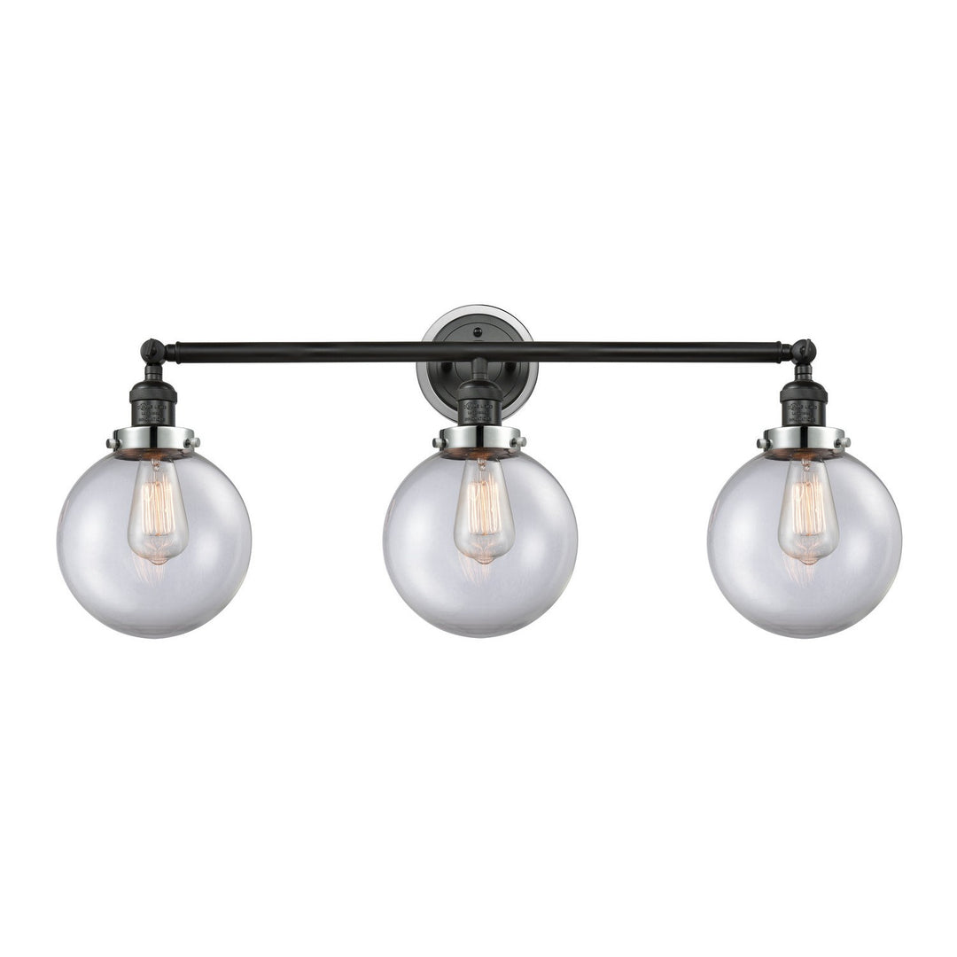 Innovations Franklin Restoration 205BK-BPPC-HRPC-G202-8 Bath Vanity Light 32 in. wide - Matte Black
