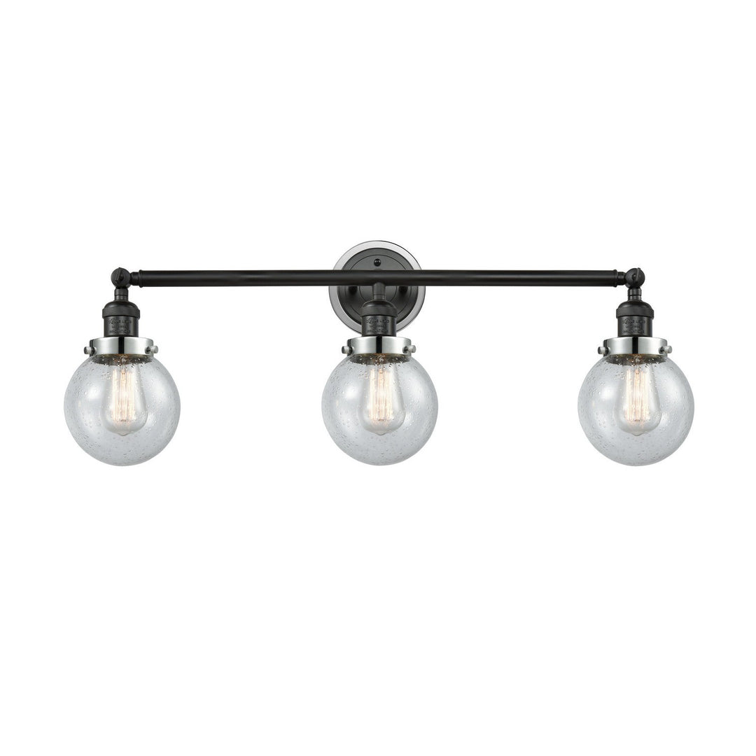 Innovations Franklin Restoration 205BK-BPPC-HRPC-G204-6 Bath Vanity Light 30 in. wide - Matte Black