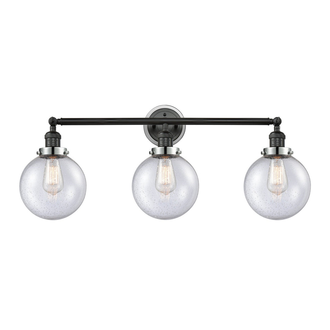 Innovations Franklin Restoration 205BK-BPPC-HRPC-G204-8 Bath Vanity Light 32 in. wide - Matte Black