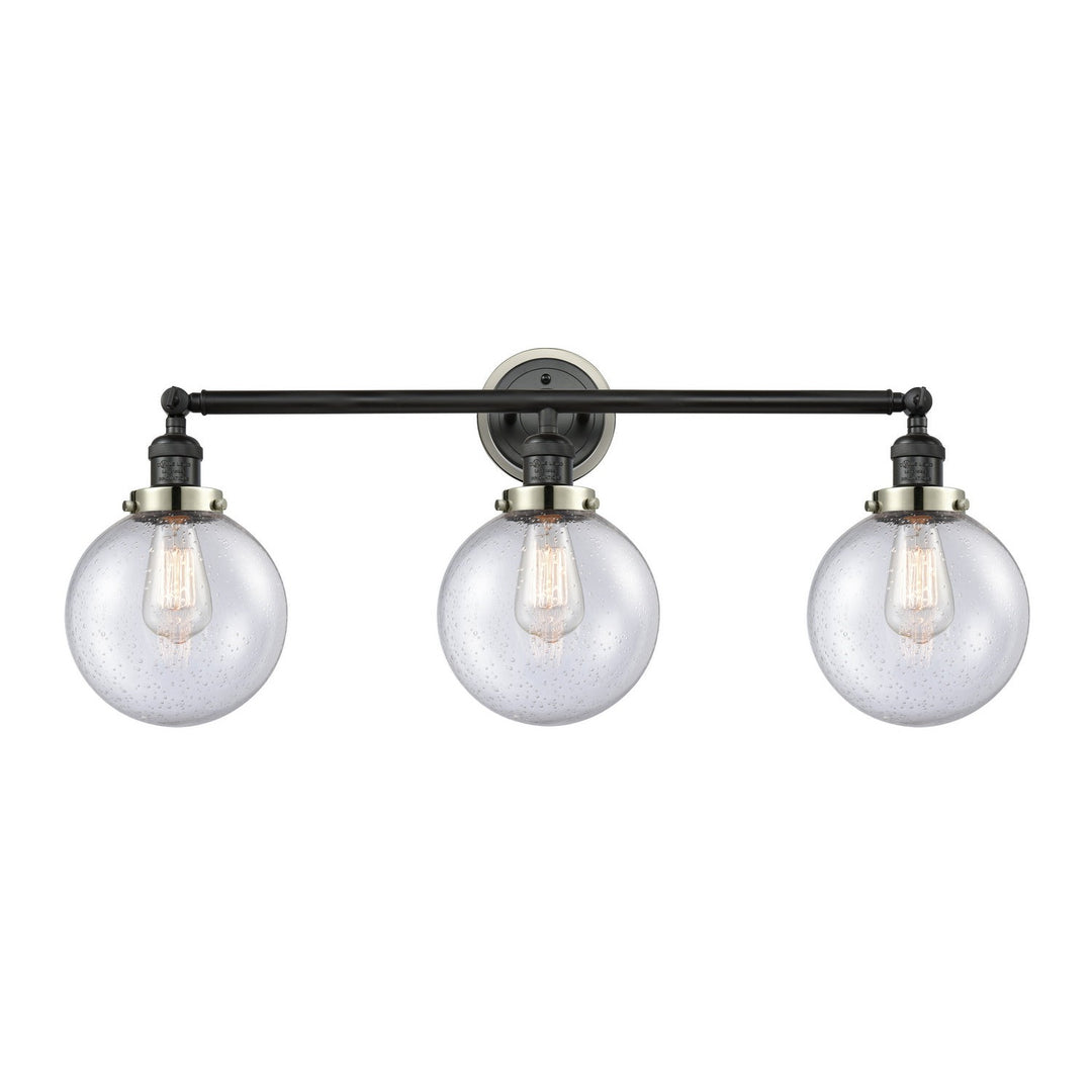 Innovations Franklin Restoration 205BK-BPPN-HRPN-G204-8 Bath Vanity Light 32 in. wide - Matte Black