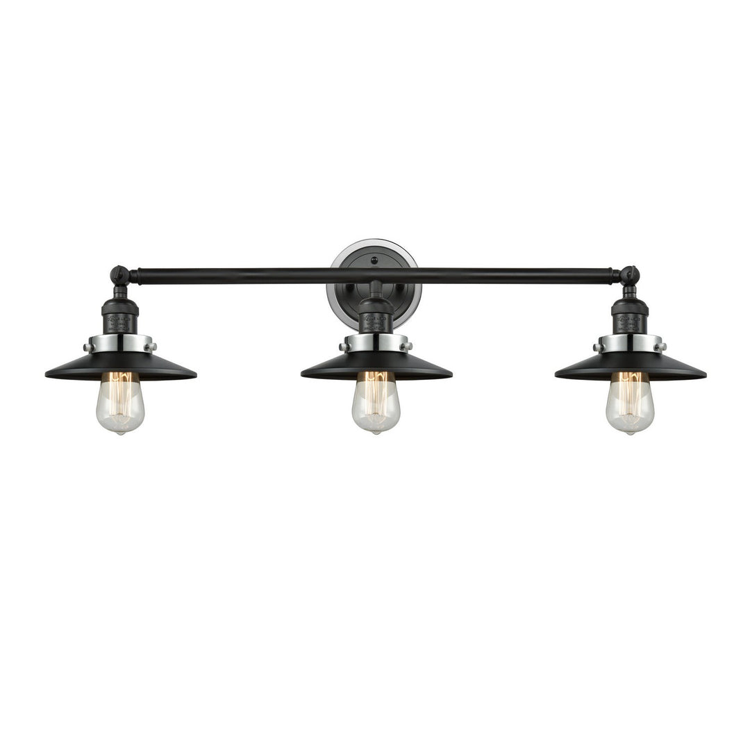 Innovations Franklin Restoration 205BK-BPPC-HRPC-M6-BK Bath Vanity Light 32 in. wide - Matte Black