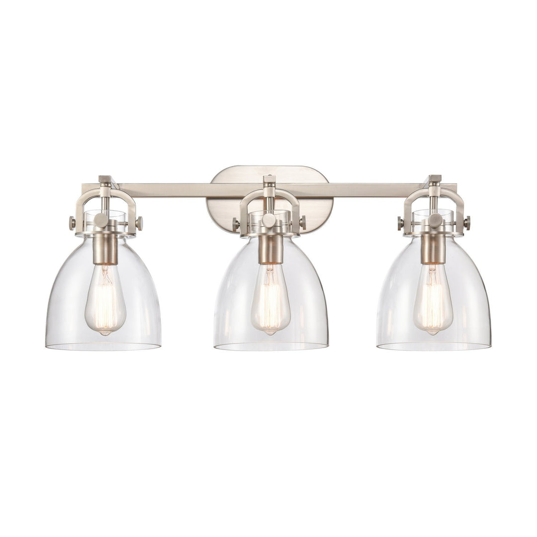 Innovations Newton 412-3W-SN-7CL Bath Vanity Light 27 in. wide - Brushed Satin Nickel