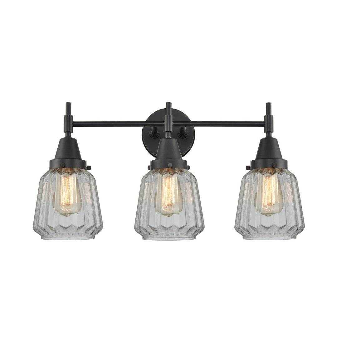 Innovations Caden 447-3W-BK-G142 Bath Vanity Light 25 in. wide - Matte Black