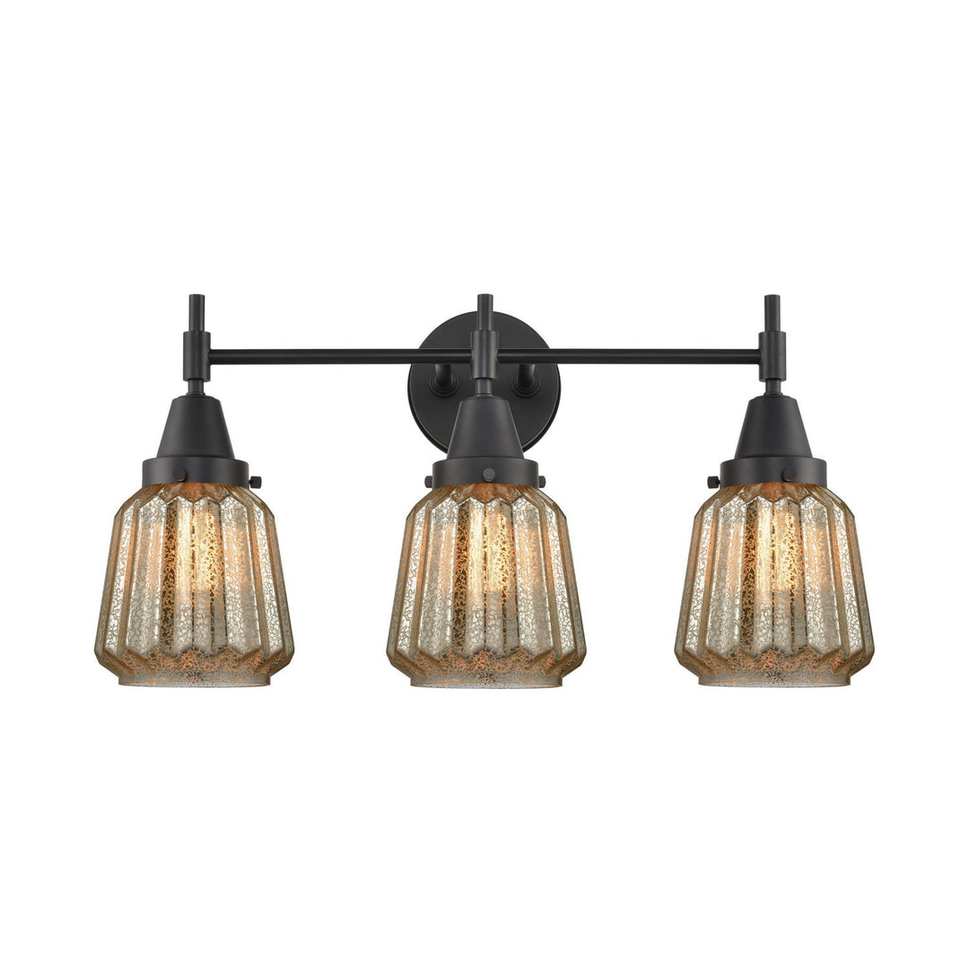 Innovations Caden 447-3W-BK-G146 Bath Vanity Light 25 in. wide - Matte Black