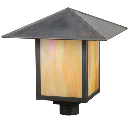 Meyda Tiffany Lighting 113385 Seneca One Light Post Mount Outdoor Copper/Antique/Verde