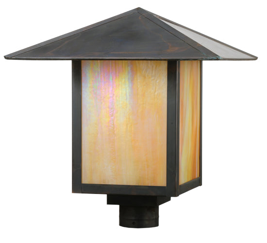 Meyda Tiffany Lighting 113385 Seneca One Light Post Mount Outdoor Copper/Antique/Verde