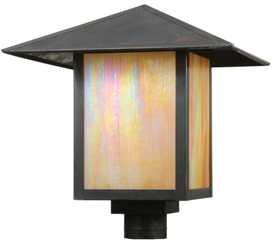 Meyda Tiffany Lighting 113385 Seneca One Light Post Mount Outdoor Copper/Antique/Verde