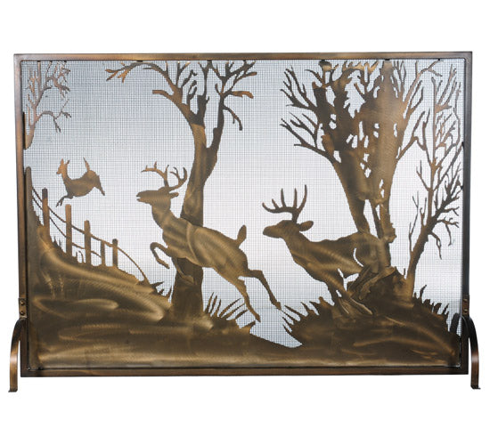 Meyda Tiffany Lighting 113656 Deer On The Loose Fireplace Screen Home Decor Copper/Antique/Verde