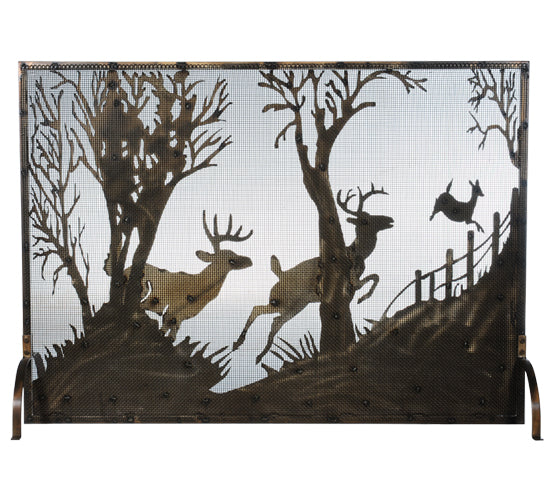 Meyda Tiffany Lighting 113656 Deer On The Loose Fireplace Screen Home Decor Copper/Antique/Verde