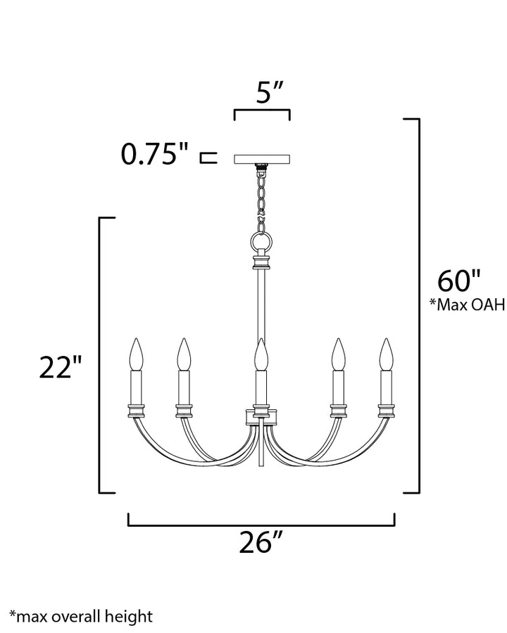 Maxim Charlton 11375BKAB Chandelier Light - Black / Antique Brass