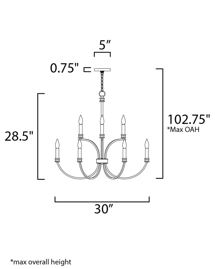 Maxim Charlton 11377WWTGL Chandelier Light - Weathered White/Gold Leaf