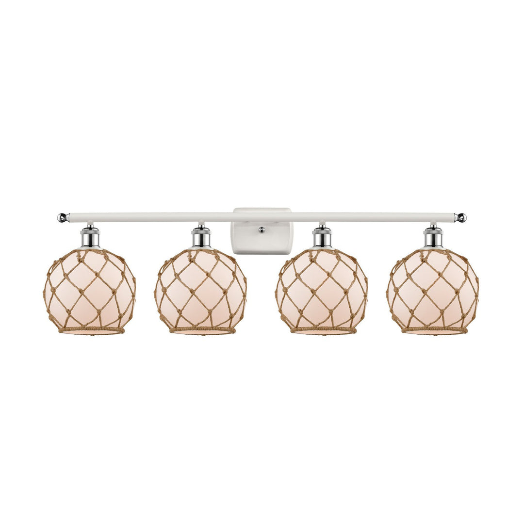 Innovations Ballston 516-4W-WPC-G121-8RB-LED Bath Vanity Light 36 in. wide - White and Polished Chrome