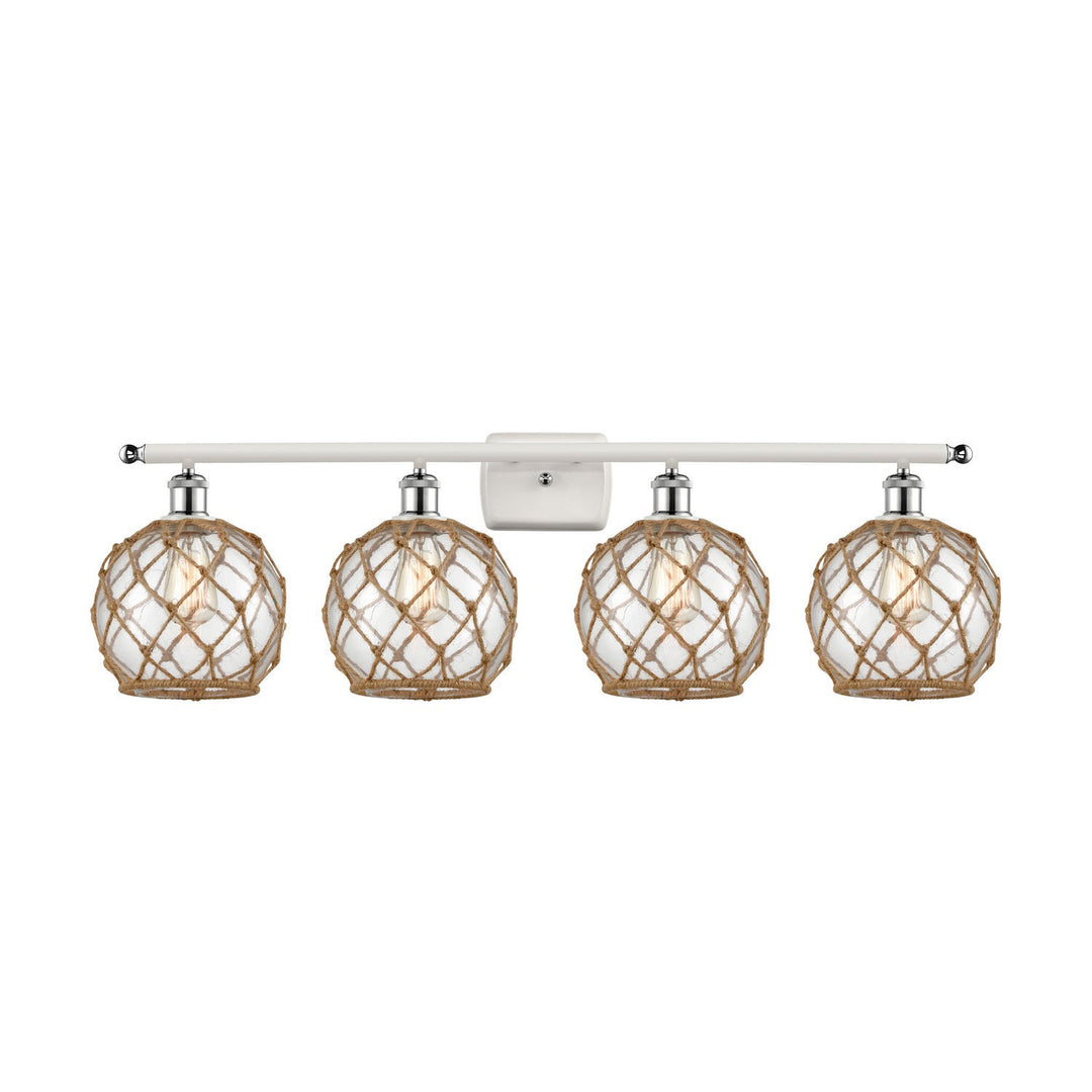 Innovations Ballston 516-4W-WPC-G122-8RB-LED Bath Vanity Light 36 in. wide - White and Polished Chrome