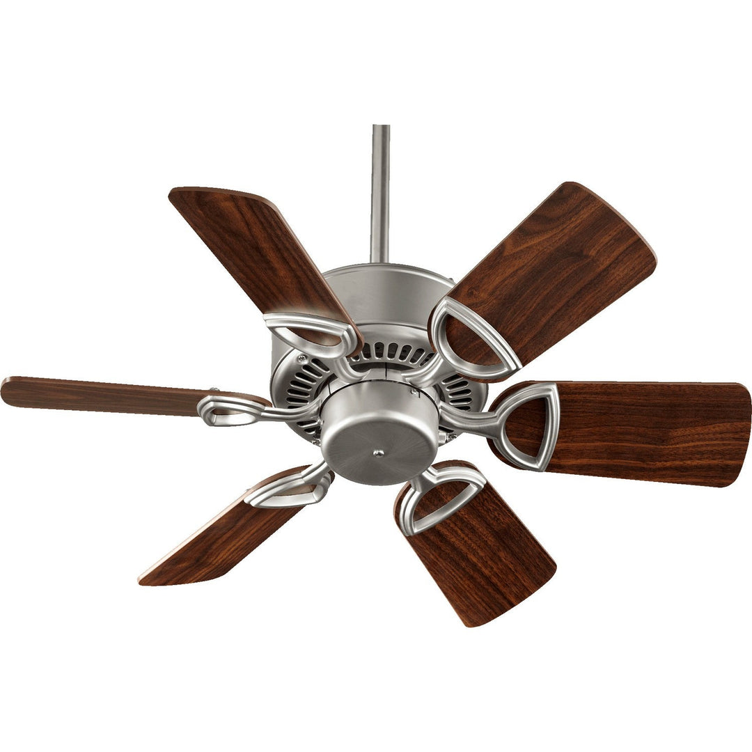 Quorum Estate 43306-65 Ceiling Fan 30 in. - Satin Nickel, Satin Nickel/Walnut