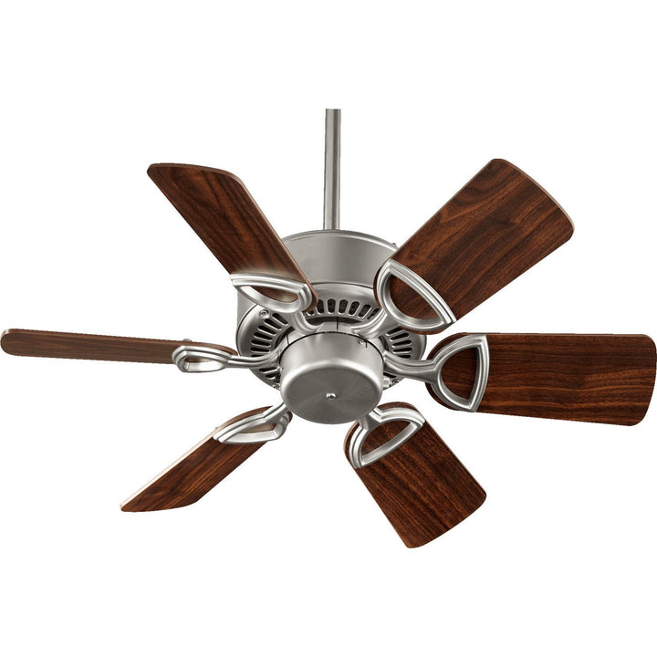 Quorum Estate 43306-65 Ceiling Fan 30 in. - Satin Nickel, Satin Nickel/Walnut