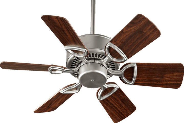 Quorum Estate 43306-65 Ceiling Fan 30 in. - Satin Nickel, Satin Nickel/Walnut