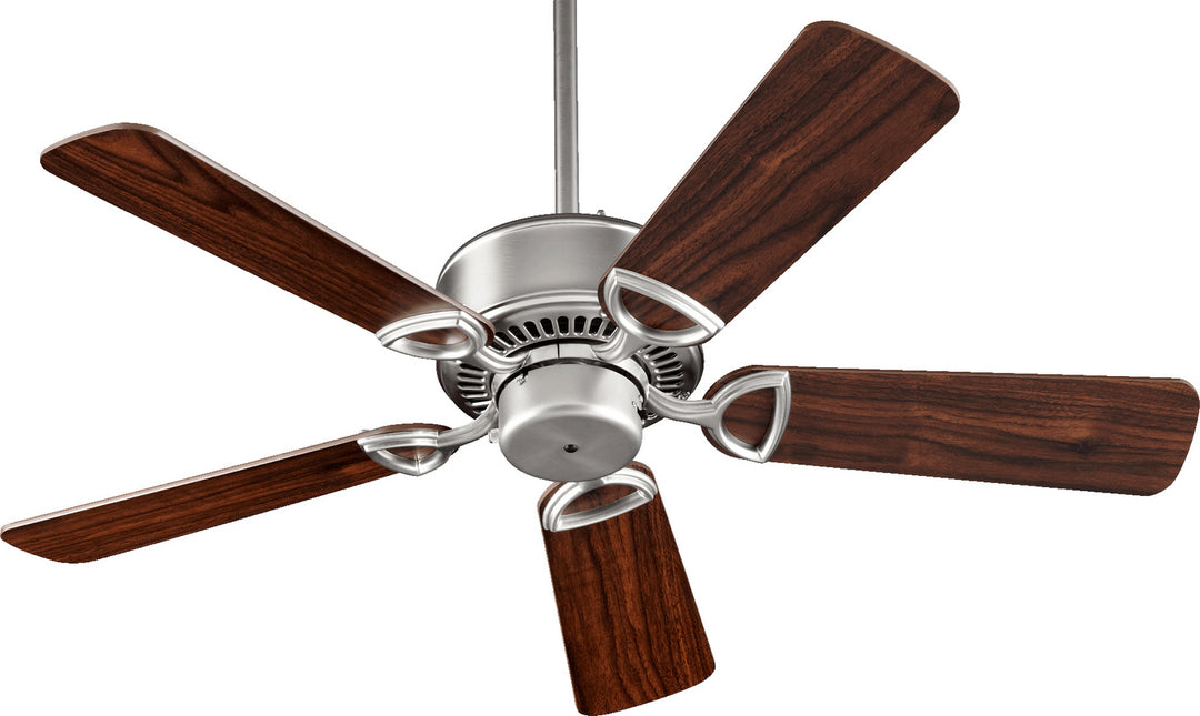 Quorum Estate 43425-65 Ceiling Fan 42 in. - Satin Nickel, Satin Nickel/Walnut