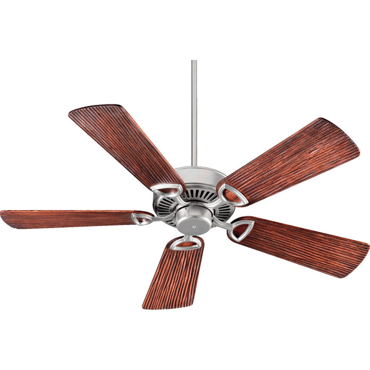 Quorum Estate 43525-65 Ceiling Fan 52 in. - Satin Nickel, Satin Nickel/Walnut