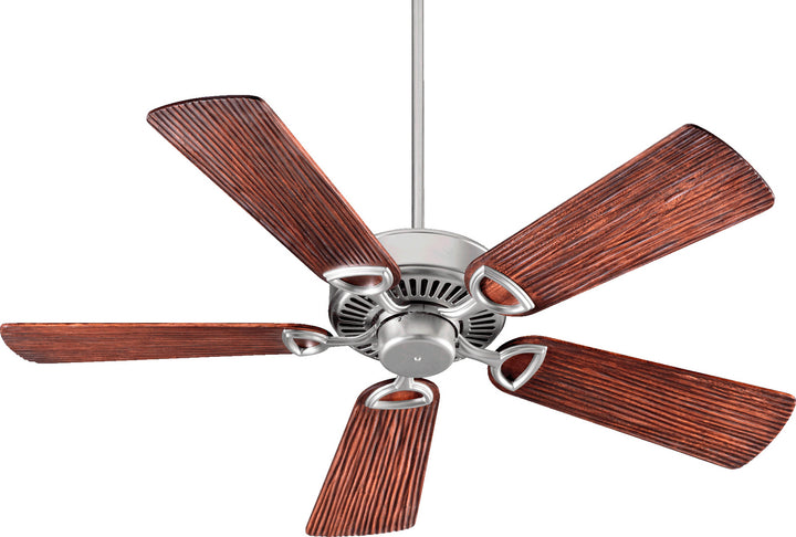 Quorum Estate 43525-65 Ceiling Fan 52 in. - Satin Nickel, Satin Nickel/Walnut