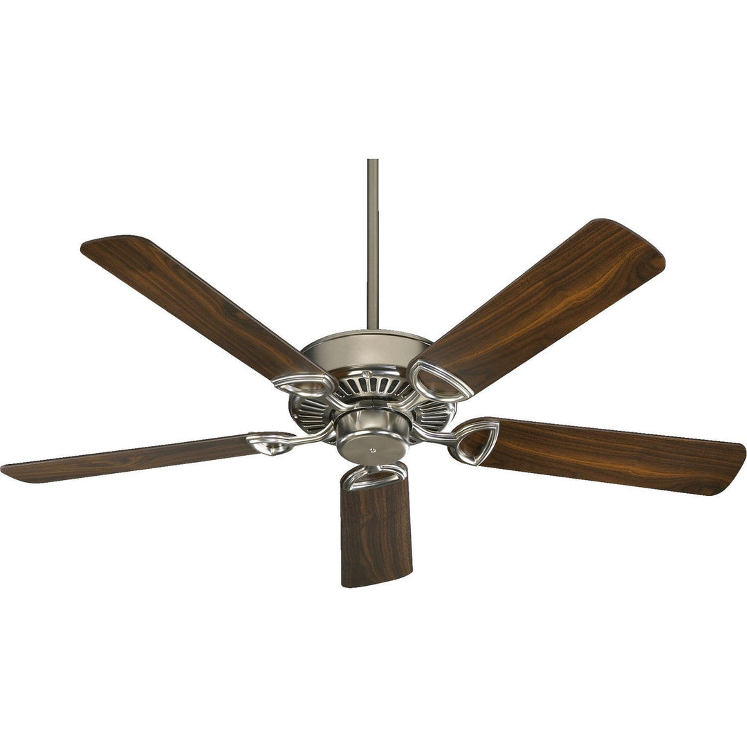 Quorum Estate 43525-65 Ceiling Fan 52 in. - Satin Nickel, Satin Nickel/Walnut