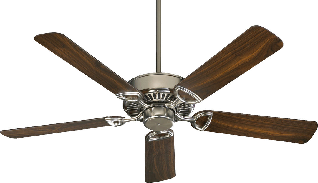 Quorum Estate 43525-65 Ceiling Fan 52 in. - Satin Nickel, Satin Nickel/Walnut