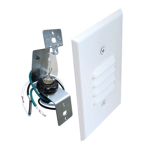 Elco Lighting ELST61W  Incandescent Vertical Mini Step Light With Angled Louver Utility Light White