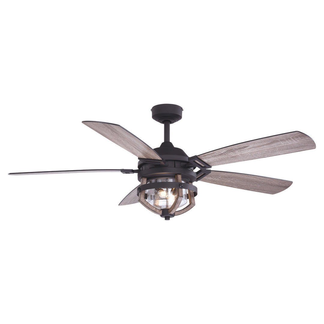 Vaxcel Barnes F0055 Ceiling Fan - Matte Black and Rustic Oak, Driftwood-Black Walnut/