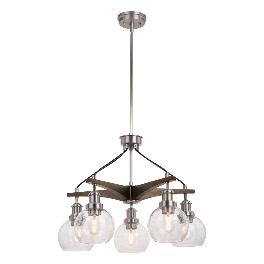 Vaxcel Avondale H0256 Chandelier Light - Satin Nickel and Dark Sycamore