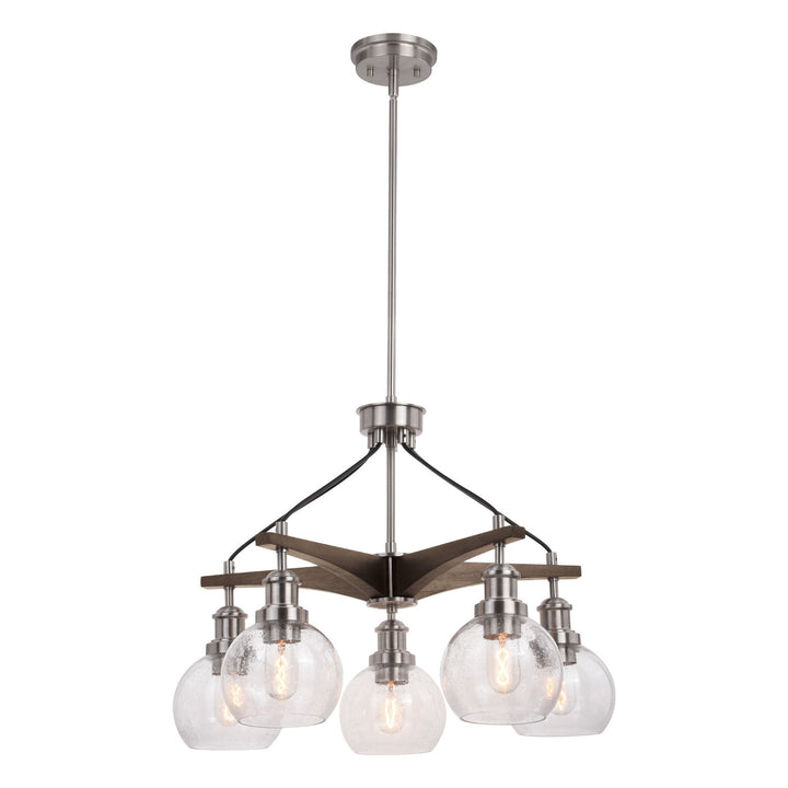 Vaxcel Avondale H0256 Chandelier Light - Satin Nickel and Dark Sycamore