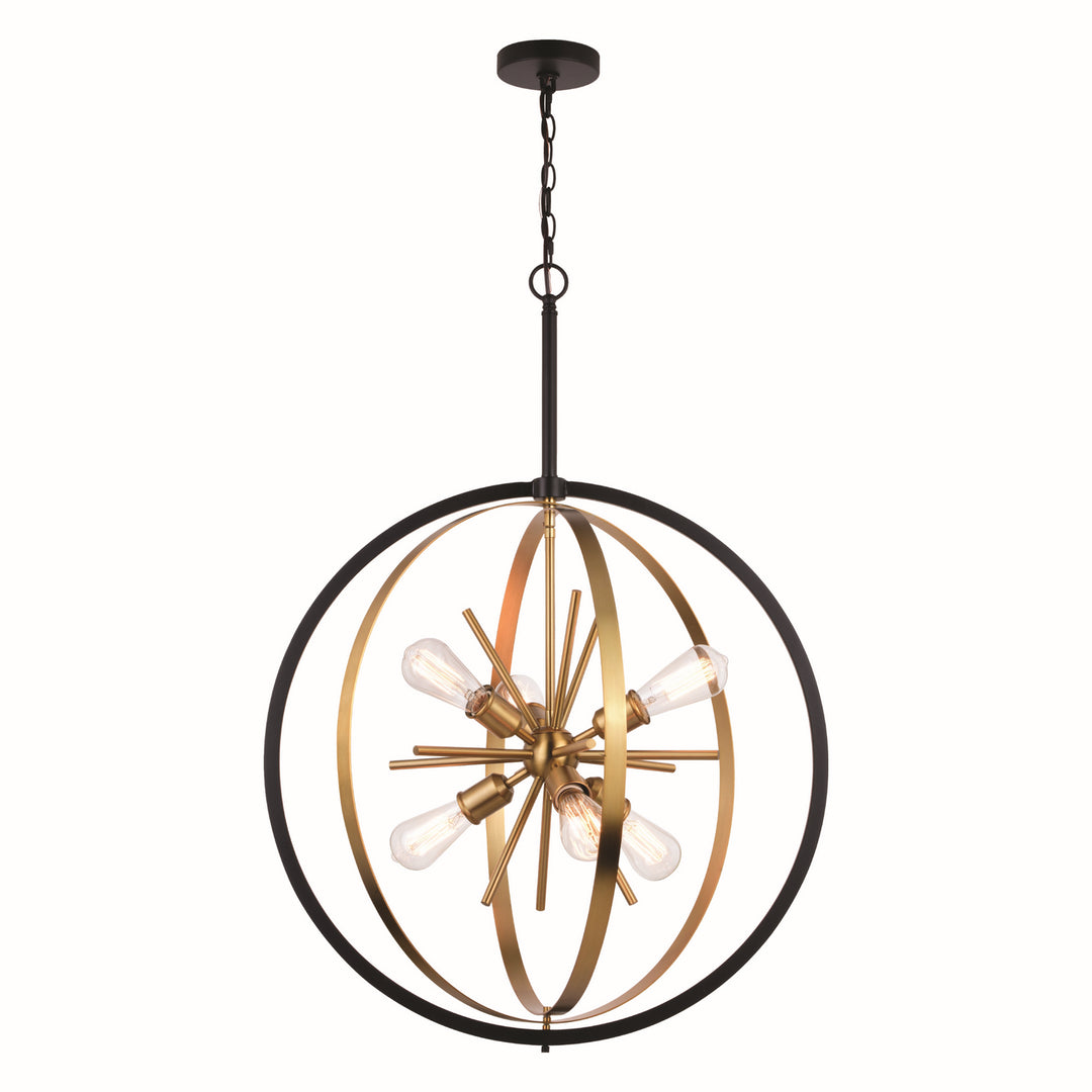 Vaxcel Estelle P0341 Pendant Light - Natural Brass and Matte Black