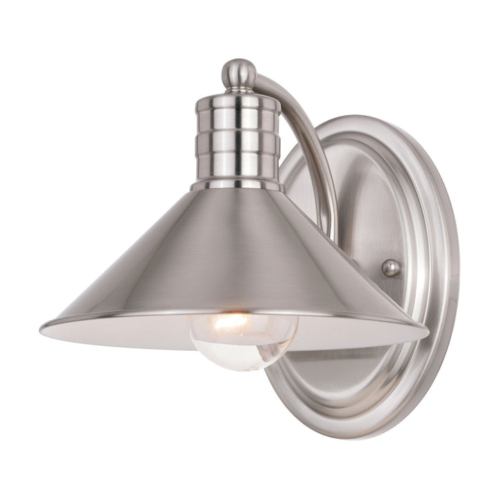 Vaxcel Akron W0375 Wall Light - Satin Nickel and Matte White