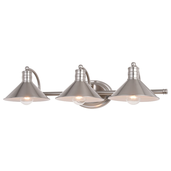 Vaxcel Akron W0377 Bath Vanity Light 28 in. wide - Satin Nickel and Matte White