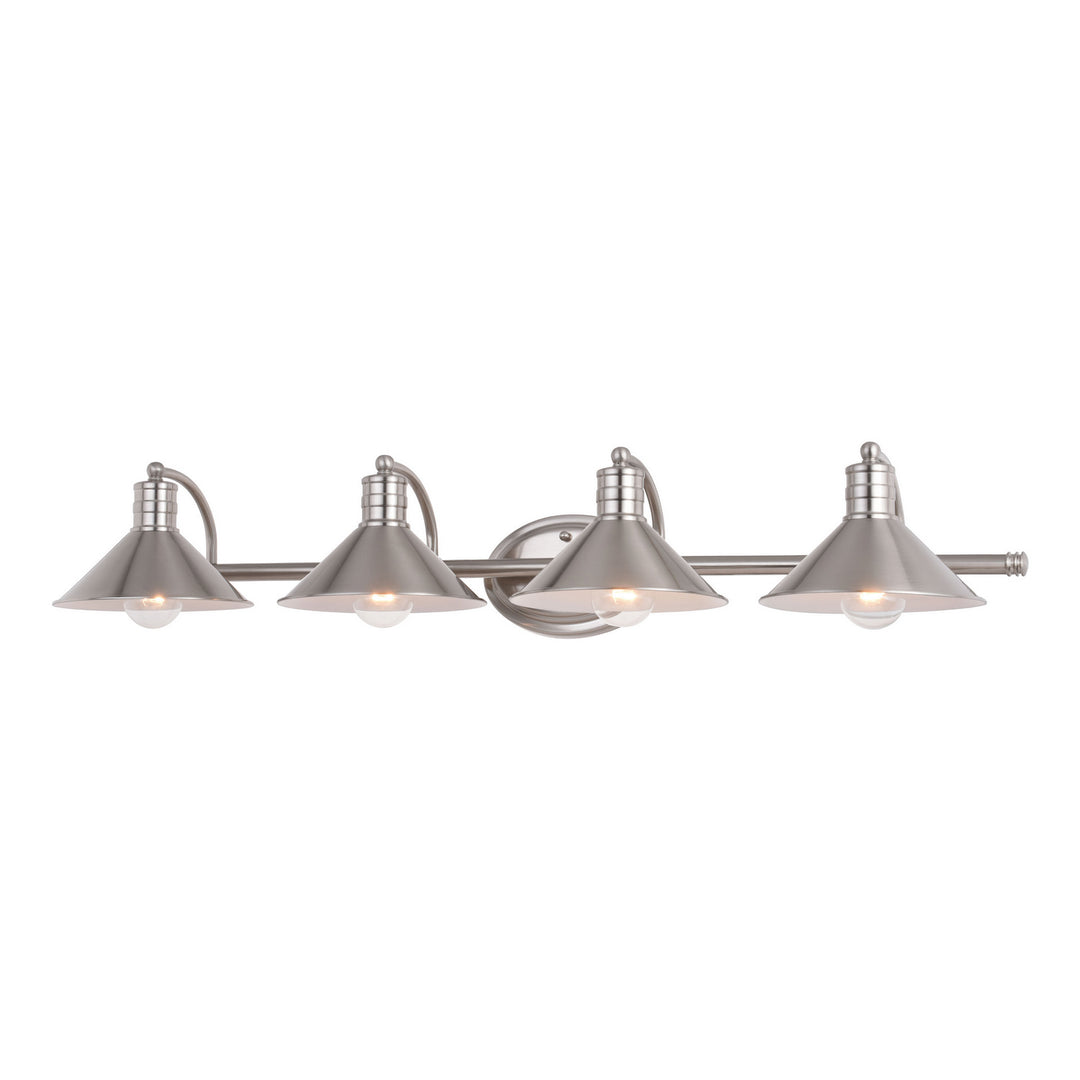Vaxcel Akron W0378 Bath Vanity Light 38 in. wide - Satin Nickel and Matte White