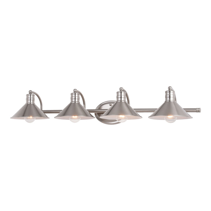 Vaxcel Akron W0378 Bath Vanity Light 38 in. wide - Satin Nickel and Matte White