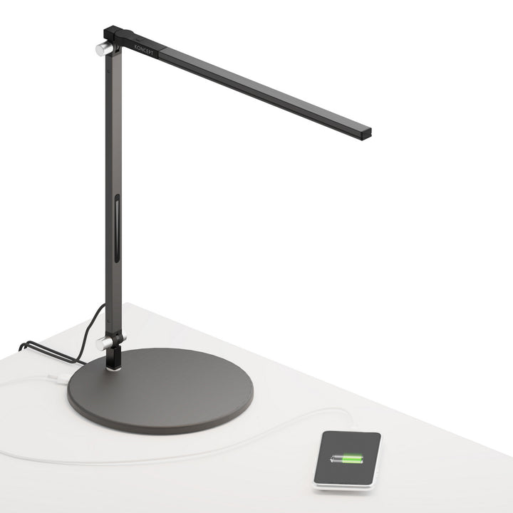 Koncept Lighting AR1100-CD-MBK-USB Modern Z-Bar Lamp Metallic Black