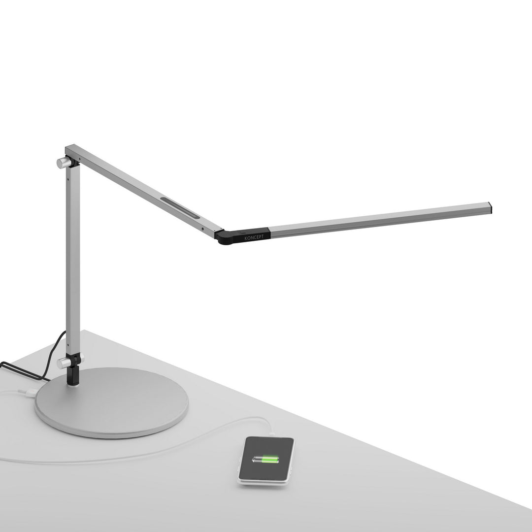 Koncept Lighting AR3100-WD-SIL-USB Modern Z-Bar Lamp Silver