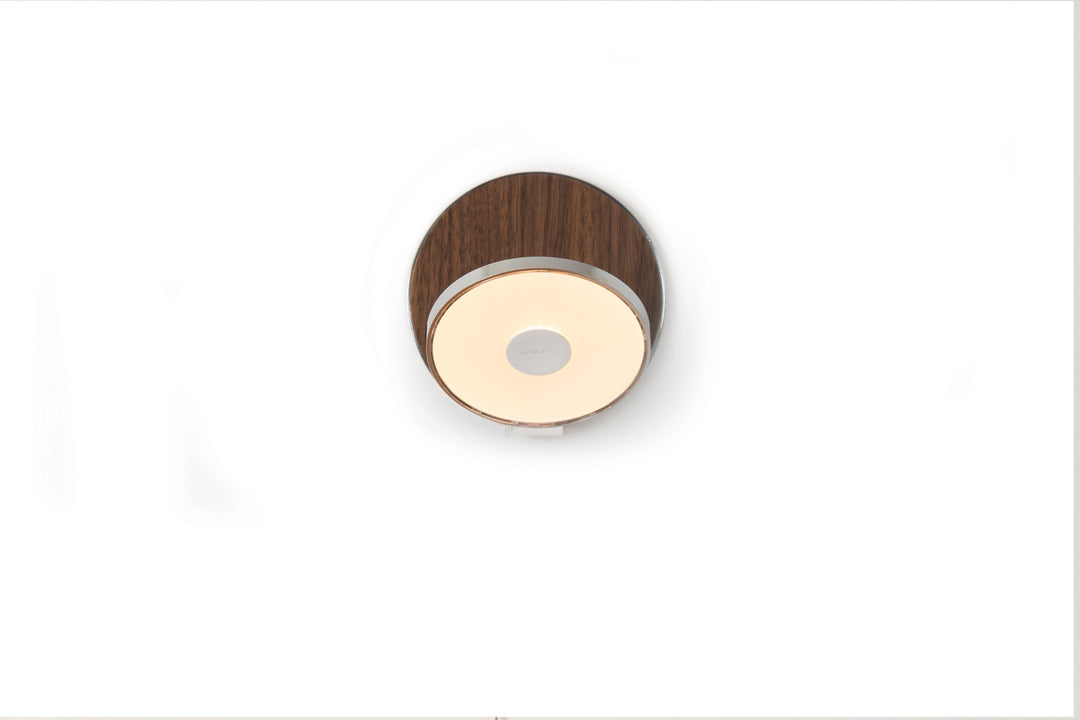 Koncept Gravy GRW-S-CRM-OWT-HW Wall Sconce Light - Chrome Body, Oiled Walnut