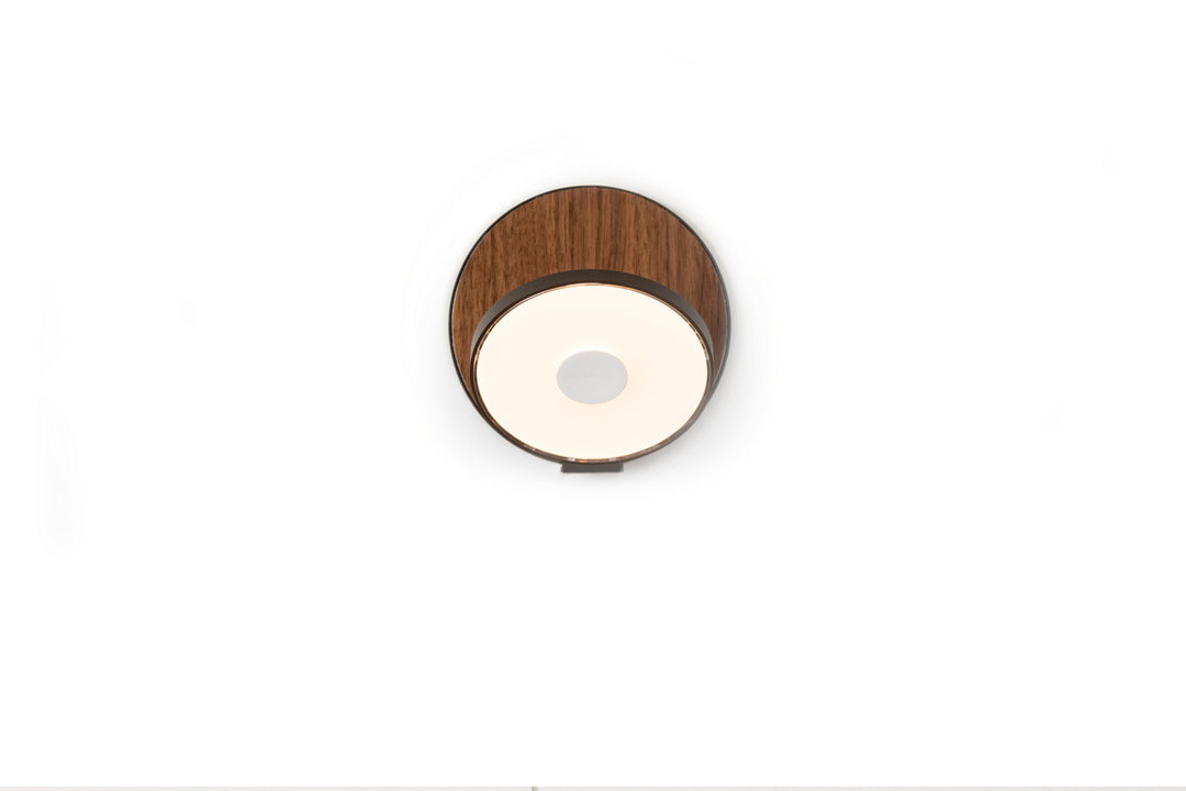 Koncept Gravy GRW-S-MBK-OWT-HW Wall Sconce Light - Metallic Black Body, Oiled Walnut