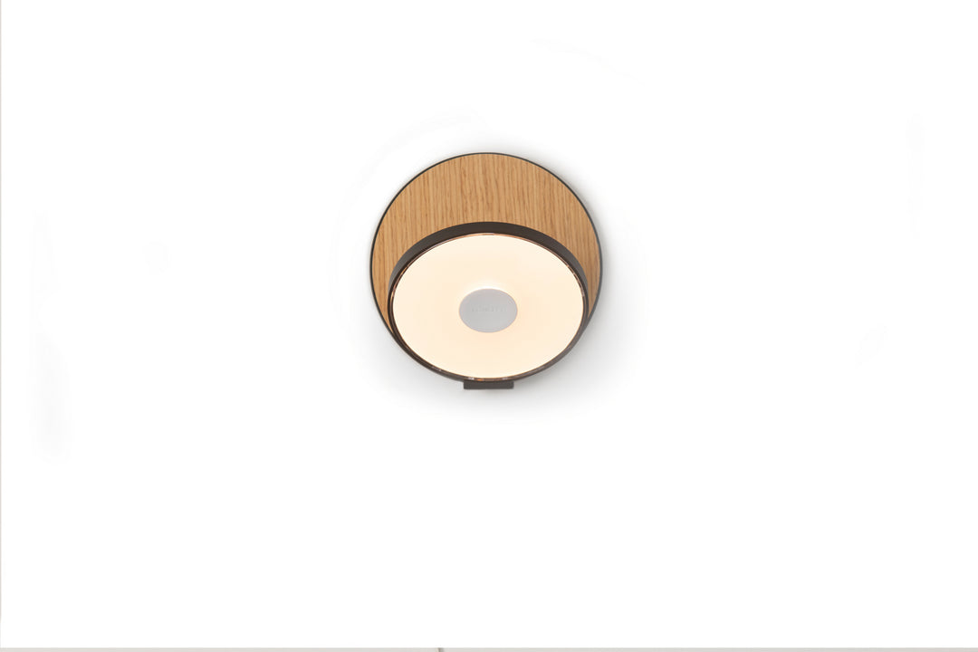 Koncept Gravy GRW-S-MBK-WOK-PI Wall Sconce Light - Metallic Black Body, White Oak