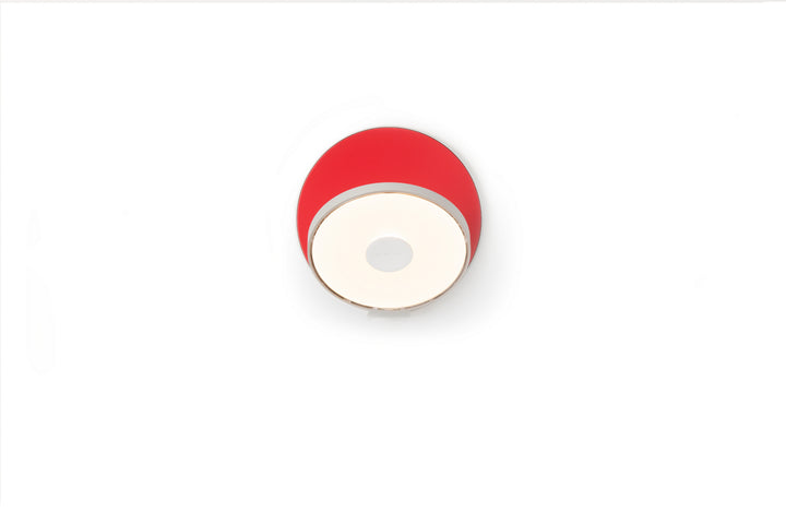 Koncept Gravy GRW-S-SIL-MRD-HW Wall Sconce Light - Silver Body, Matte Red Plates
