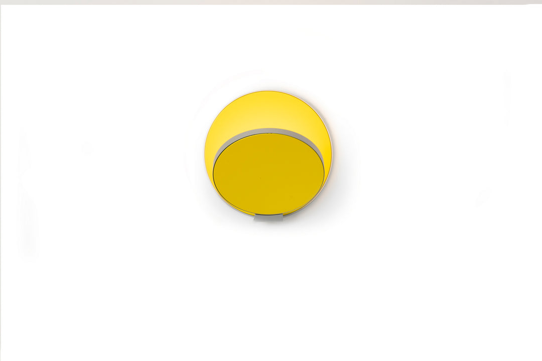 Koncept Gravy GRW-S-SIL-MYW-HW Wall Sconce Light - Silver Body, Matte Yellow Plates
