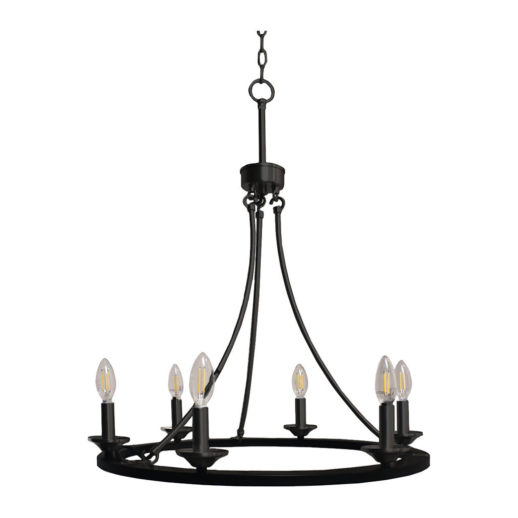 HOMEnhancements Trento CHD-R6-MB(E12/27K) Chandelier Light - Matte Black