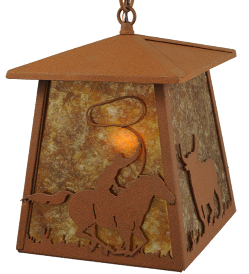 Meyda Tiffany Lighting 114537 Cowboy & Steer One Light Pendant Outdoor Bronze / Dark