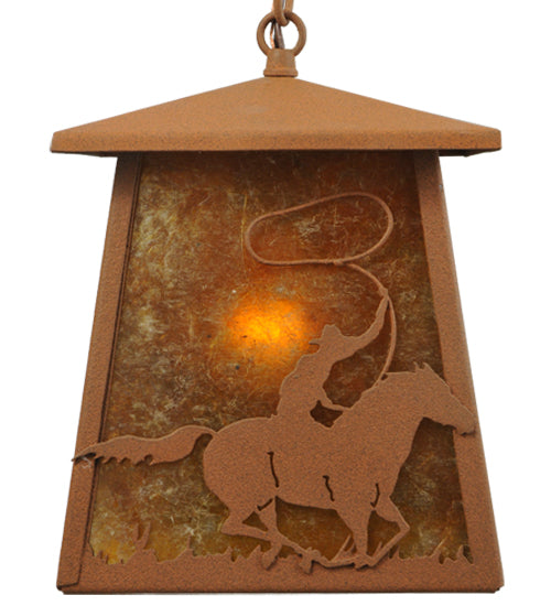 Meyda Tiffany Lighting 114537 Cowboy & Steer One Light Pendant Outdoor Bronze / Dark