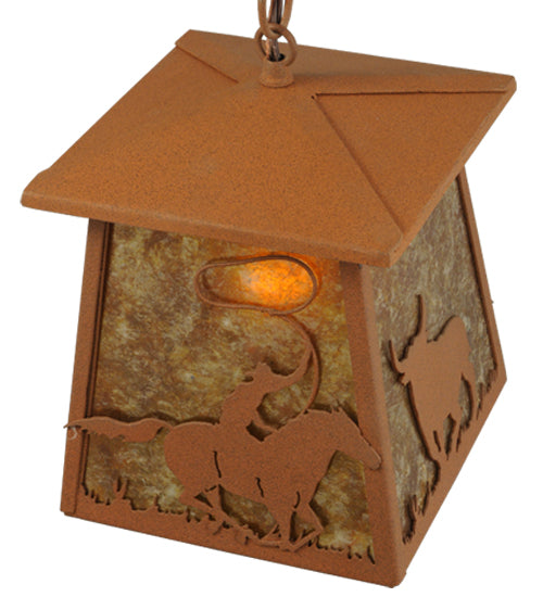 Meyda Tiffany Lighting 114537 Cowboy & Steer One Light Pendant Outdoor Bronze / Dark