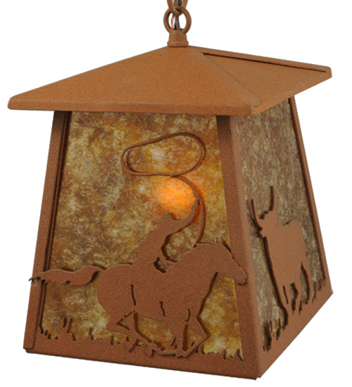 Meyda Tiffany Lighting 114537 Cowboy & Steer One Light Pendant Outdoor Bronze / Dark