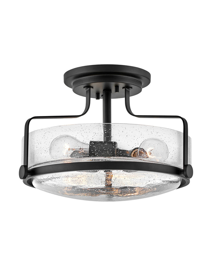Hinkley Harper 3641BK-CS Ceiling Light - Black with Clear Seedy glass