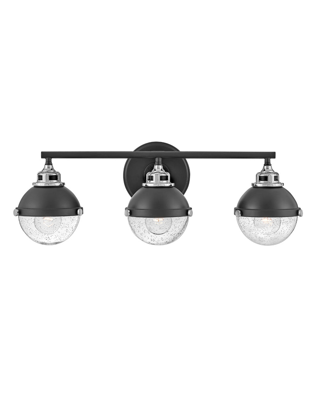 Hinkley Fletcher 5173BK-CM Bath Vanity Light 25 in. wide - Black with Chrome accents