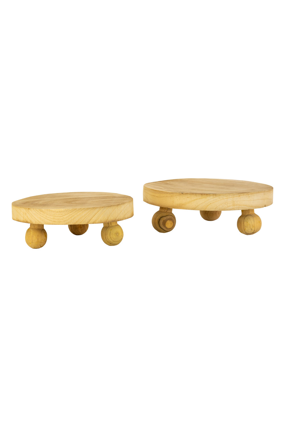 Kalalou Lighting CFAN1064  Set Of Two Round Wooden Risers Home Decor Wood/Stone/Naturals